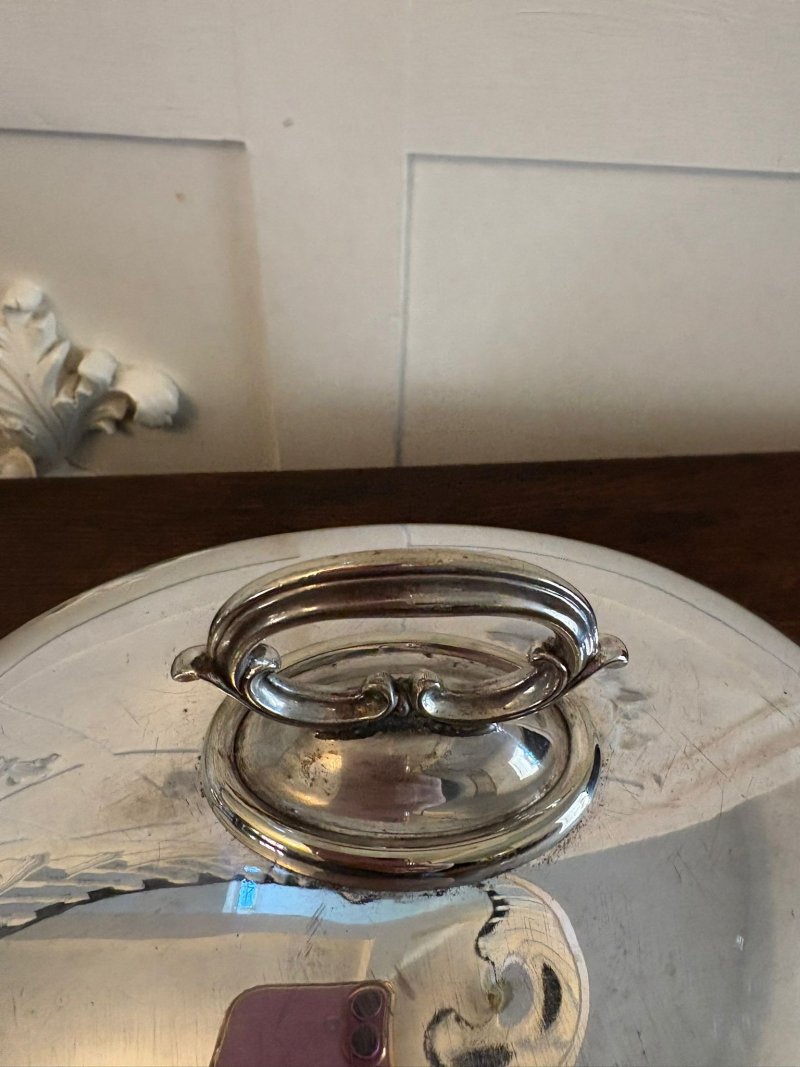 Antique Set of Three Quality Harrods Silver Plate Meat Domes